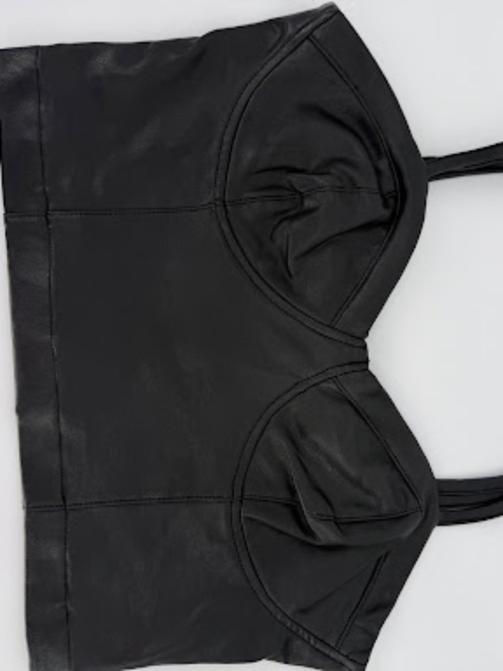 GUESS Black Faux Leather Faux Suede Bustier Bralette Crop Top M